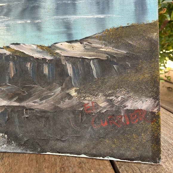 Vintage Oil Painting Edward Currier Nature Scene Mountain View 18”x24” Wall Art - Picture 4 of 10